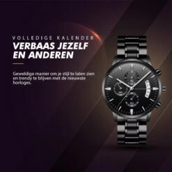 Horloges Voor Mannen - Horloge Mannen - Zwart - Heren Horloge - Zwart Edelstaal - Roestvrij Staal - Waterdicht- Chronograaf - Geschenkset Met Verstelbare Pin -Casio Verkoop 1200x1200 243