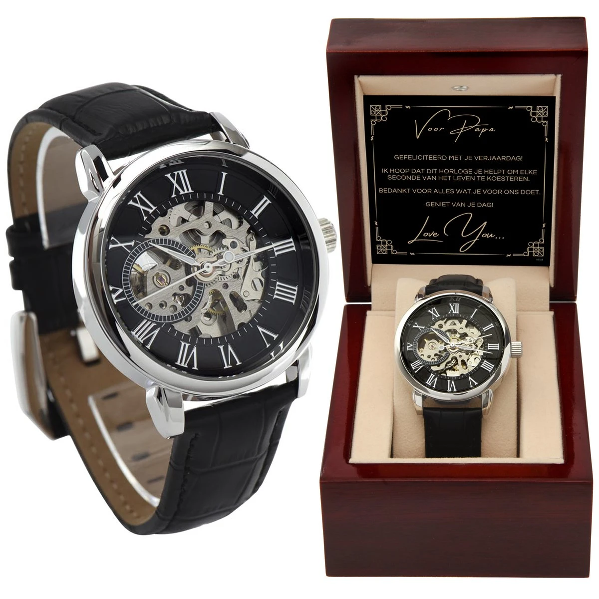 Horloge Heren - Gepersonaliseerd Cadeau - Automatisch - Open Uurwerk 3 Horloge Heren - Gepersonaliseerd Cadeau - Automatisch - Open Uurwerk