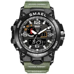 Heren Horloge Zwart Met Groene Rubber Band | Smael | Waterdicht | Glow In Dark | Groen | Mud Master | Leger | Army | Grof | Licht | Rubberen Band | Timer | Gshock | G-shock | Eyecatcher | Master|