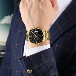 NIBOSI Horloges Voor Mannen - Horloge Mannen – Luxe Goudkleurig Design - Heren Horloge - Ø 42 Mm – Goudkleurig - Roestvrij Staal - Waterdicht Tot 3 Bar - Chronograaf - Geschenkset Met Verstelbare Pin -Casio Verkoop 1200x1200 459