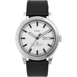 Timex Waterbury Traditional Automatic TW2U83700 Horloge - Leer - Zwart - Ø 38 Mm