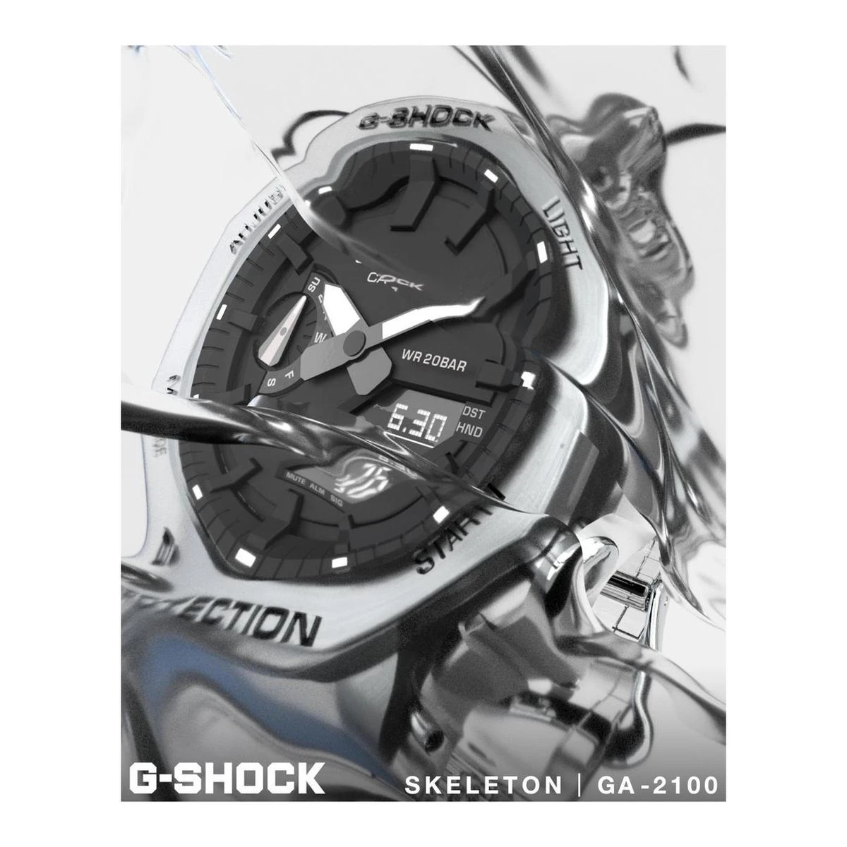 Casio GA-2100SKE-7AER G-Shock Horloge Transparant Zwarte Wijzerplaat 6 Casio GA-2100SKE-7AER G-Shock Horloge Transparant Zwarte Wijzerplaat - Afbeelding 4