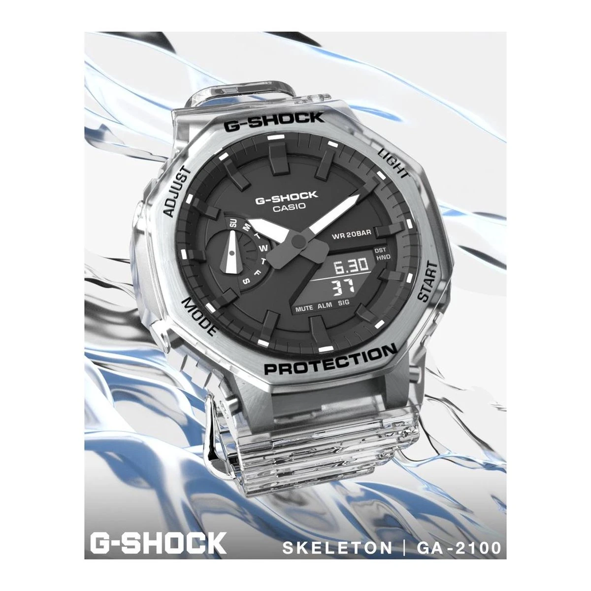 Casio GA-2100SKE-7AER G-Shock Horloge Transparant Zwarte Wijzerplaat 7 Casio GA-2100SKE-7AER G-Shock Horloge Transparant Zwarte Wijzerplaat - Afbeelding 5