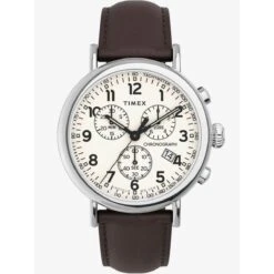 Timex Standard Chrono TW2V27600 Horloge - Leer - Bruin - Ø 41 Mm