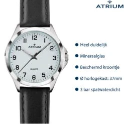 ATRIUM Horloge Heren Staal Leer Zwart 10bar Datum - A16-15 -Casio Verkoop 1200x1200 831
