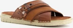 Van Beers Leren Heren Slippers - Bruin - Maat 43
