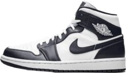 Nike Air Jordan 1 Mid, White Metallic Gold Obsidian, 554724-174, EUR 40