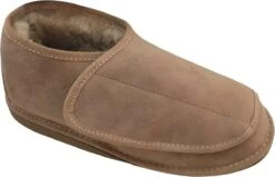 LuLu- Leren Schapenvacht Pantoffels - Sloffen Voor Dames & Heren- Ruime Instap Met Klittenband Sluiting - Stevige Harde Zool - Maat 43