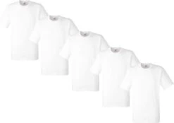 Fruit Of The Loom - 5 Stuks American Heavy T-shirts Ronde Hals - Wit - XL