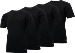 4-pak Heren T-shirts Gentlemen Longfit ( Extra Lang ), 100% Katoen Voorgekrompen Zwart Ronde Hals XXL