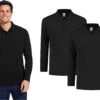Pierre Calvini - Polo Shirt Heren - Poloshirts Heren Lange Mouw - Longsleeve Heren - 2 Pack - Zwart - M - Polo Heren - T Shirt Lange Mouwen Heren