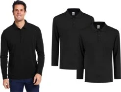 Pierre Calvini - Polo Shirt Heren - Poloshirts Heren Lange Mouw - Longsleeve Heren - 2 Pack - Zwart - M - Polo Heren - T Shirt Lange Mouwen Heren
