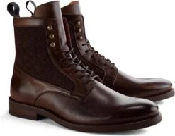 DenBroeck Worth St. - Hoge Veterschoenen - Hoogwaardig Leder En Katoen - Heren - Donkerbruin