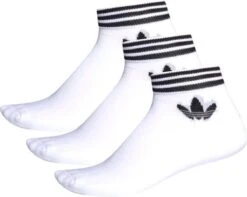 Adidas Sportsokken - Maat 35-38 - Unisex - Wit/zwart | 3-pack | Adidas Trefoil Sokken Wit