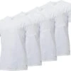4-pak Heren T-shirts Gentlemen Longfit ( Extra Lang ), 100% Katoen Voorgekrompen Wit V-hals L