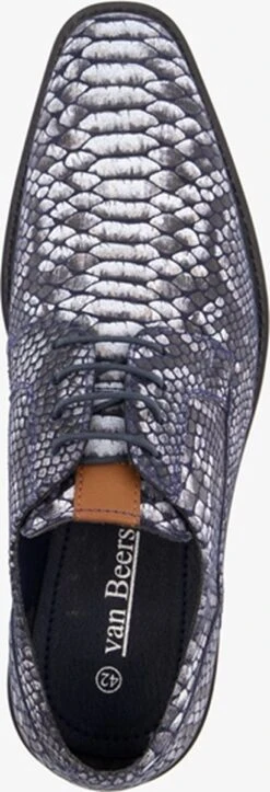Van Beers Leren Heren Veterschoenen Crocoprint - Blauw - Maat 43 -Casio Verkoop 410x1200 11