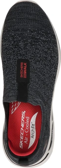 Skechers Go Walk Arch Fit Heren Sneaker - Zwart Rood - Maat 44