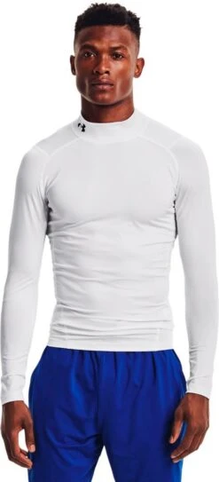 UNDER ARMOUR HeatGear Armour Comp Mock Lange Mouwenshirt Heren - White / Black - XS