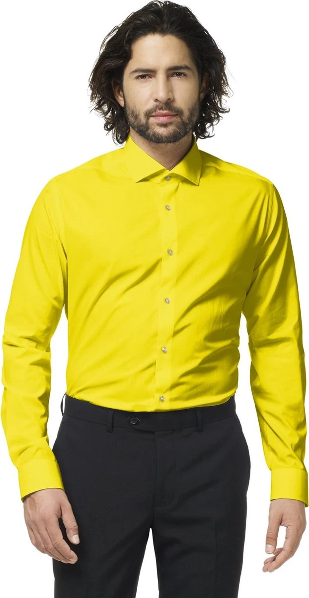 OppoSuits Yellow Fellow Shirt - Heren Overhemd - Casual Effen Gekleurd - Geel - Maat EU 41/42 3 OppoSuits Yellow Fellow Shirt - Heren Overhemd - Casual Effen Gekleurd - Geel - Maat EU 41/42