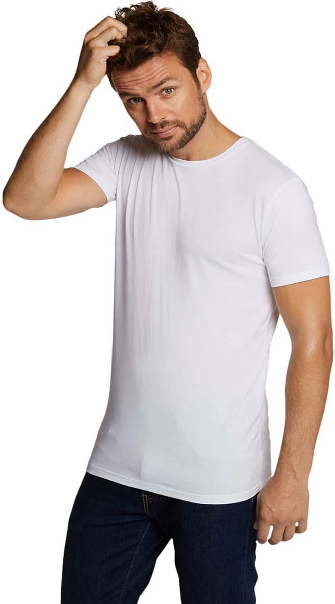 Bamboo Basics - 2-Pack Heren Bamboe T-shirts Ronde Hals Ruben – Extra Lang – Wit - L 6 Bamboo Basics - 2-Pack Heren Bamboe T-shirts Ronde Hals Ruben – Extra Lang – Wit - L - Afbeelding 4