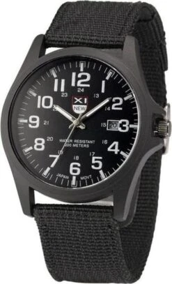New Military Horloge Zwart / Zwart | Nylon | Ø 40 Mm