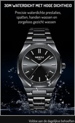 NIBOSI Horloges Voor Mannen -2022 Design - Horloge Mannen - Luxe Zwart Design - Heren Horloge - Zwart Edelstaal - Roestvrij Staal - Waterdicht- Chronograaf - Geschenkset Met Verstelbare Pin -Casio Verkoop 733x1200