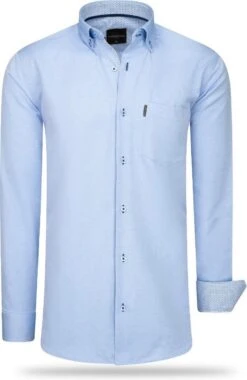 Cappuccino Italia - Heren Overhemd - Borstzakje - Licht Blauw - XXL