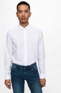 Only & Sons Overhemd Onscaiden Ls Solid Linen Shirt Noos 22012321 White Mannen Maat - L -Casio Verkoop 787x1200 3
