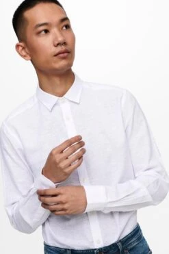 Only & Sons Overhemd Onscaiden Ls Solid Linen Shirt Noos 22012321 White Mannen Maat - L -Casio Verkoop 799x1200 31
