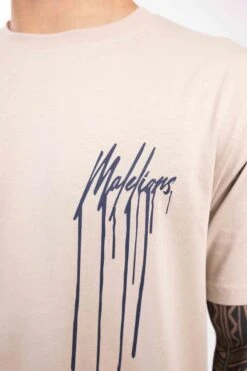 Malelions Dripped T-Shirt Senior Beige/Navy -Casio Verkoop 800x1200 175