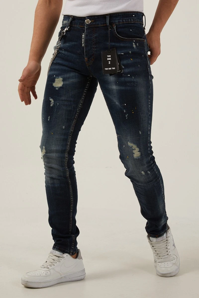 212 By XWAY JEANS K/829 - RIPPET MET PAINT SPLATTER - HEREN SLIM FIT JEANS - SPIJKERBROEK - SLIM FIT - PREMIUM STREET FASHION - BLAUW 4 212 By XWAY JEANS K/829 - RIPPET MET PAINT SPLATTER - HEREN SLIM FIT JEANS - SPIJKERBROEK - SLIM FIT - PREMIUM STREET FASHION - BLAUW - Afbeelding 2