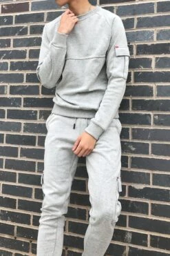 JC Blue Trainingspak Heren - Grijs Cargo - Tracksuit Heren - Joggingpak Heren - Maat L