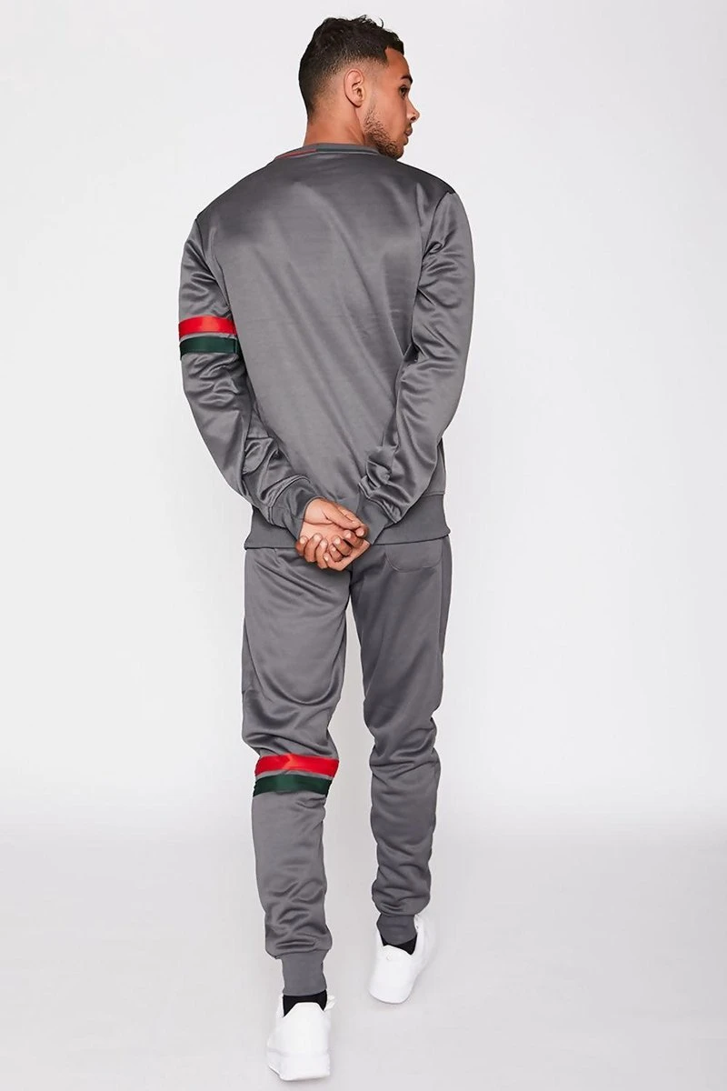 JC Blue Trainingspak Heren – Grijs - Rood Groen Streep - Tracksuit Heren - Joggingpak Heren - Maat M 5 JC Blue Trainingspak Heren – Grijs - Rood Groen Streep - Tracksuit Heren - Joggingpak Heren - Maat M - Afbeelding 3