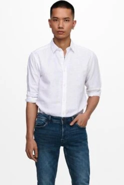 Only & Sons Overhemd Onscaiden Ls Solid Linen Shirt Noos 22012321 White Mannen Maat - L -Casio Verkoop 804x1200 9