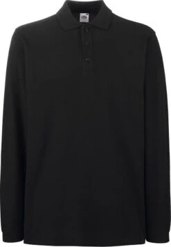 Fruit Of The Loom Polo Met Lange Mouwen Zwart XXXL
