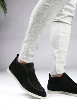 Merkloos Cotton District Suede Loafers Hoog Zwart - Herenschoenen