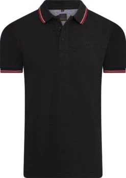 Mario Russo - Heren Polo SS Tipped Polo Edward - Zwart - Maat XXL