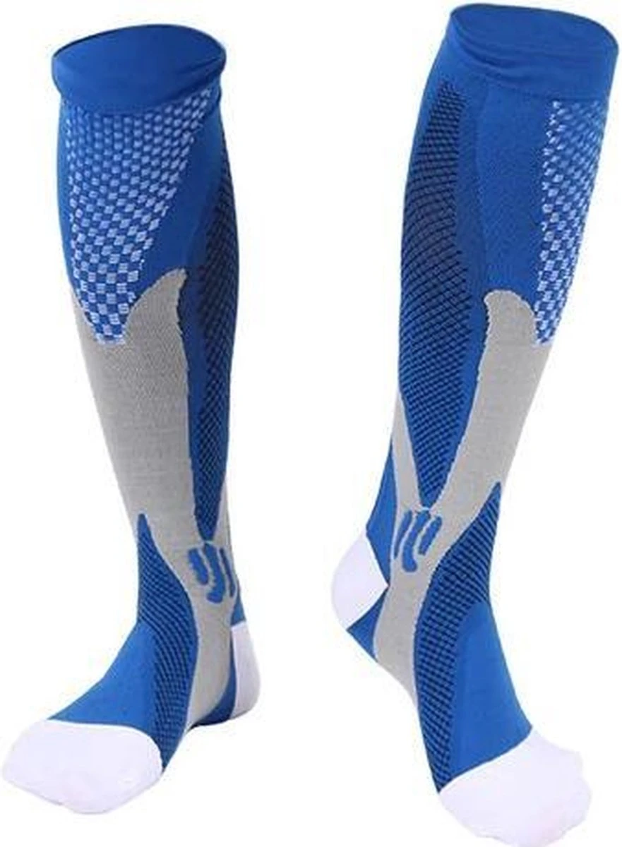 Compressie Sokken Voor Hardlopen En Reizen - Compressiekousen Blauw Mannen Maat L-XL (41-44) 3 Compressie Sokken Voor Hardlopen En Reizen - Compressiekousen Blauw Mannen Maat L-XL (41-44)