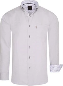 Cappuccino - Heren Overhemd - Borstzakje - Lichtgrijs