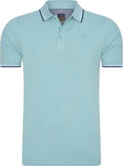 Mario Russo - Heren Polo SS Tipped Polo Edward - Blauw - Maat L