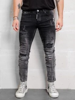 XWAY JEANS 4139/1 - HEREN JEANS MET SCHEUREN- SPIJKERBROEK - SLIM FIT - PREMIUM STREET FASHION - ZWART