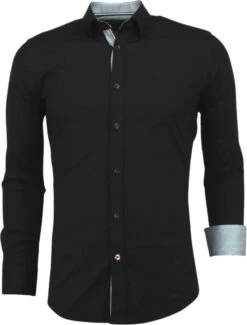Italiaanse Blanco Blouse Mannen - Slim Fit Overhemden - 3036 - Zwart -Casio Verkoop 912x1200 17