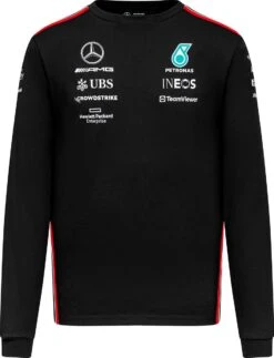 Merkloos Mercedes Longsleeve Teamline T-shirt Zwart 2023 - XXL - Lewis Hamilton - George Russel - Formule 1