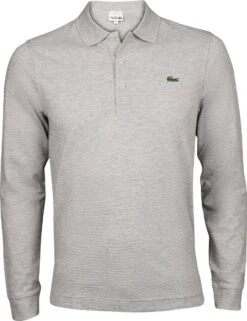 Lacoste Sport Slim Fit Polo - Poloshirt Lange Mouw - Lichtgrijs Melange - Maat: S
