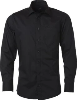 James And Nicholson Heren Longsleeve Poplin Shirt (Zwart)