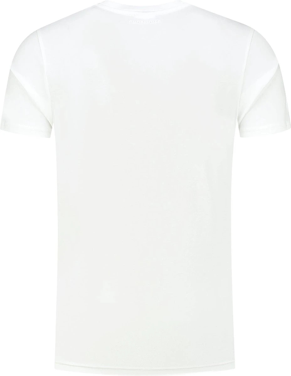 Purewhite - Heren Slim Fit T-shirt - Wit - Maat L 4 Purewhite - Heren Slim Fit T-shirt - Wit - Maat L - Afbeelding 2