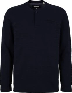 TOM TAILOR Structured Longsleeve Henley Heren T-shirt - Maat L