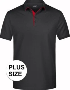 Grote Maten Polo Shirt Golf Pro Premium Zwart/rood Voor Heren - Zwarte Plus Size Herenkleding - Werk/zakelijke Polo T-shirts 3XL