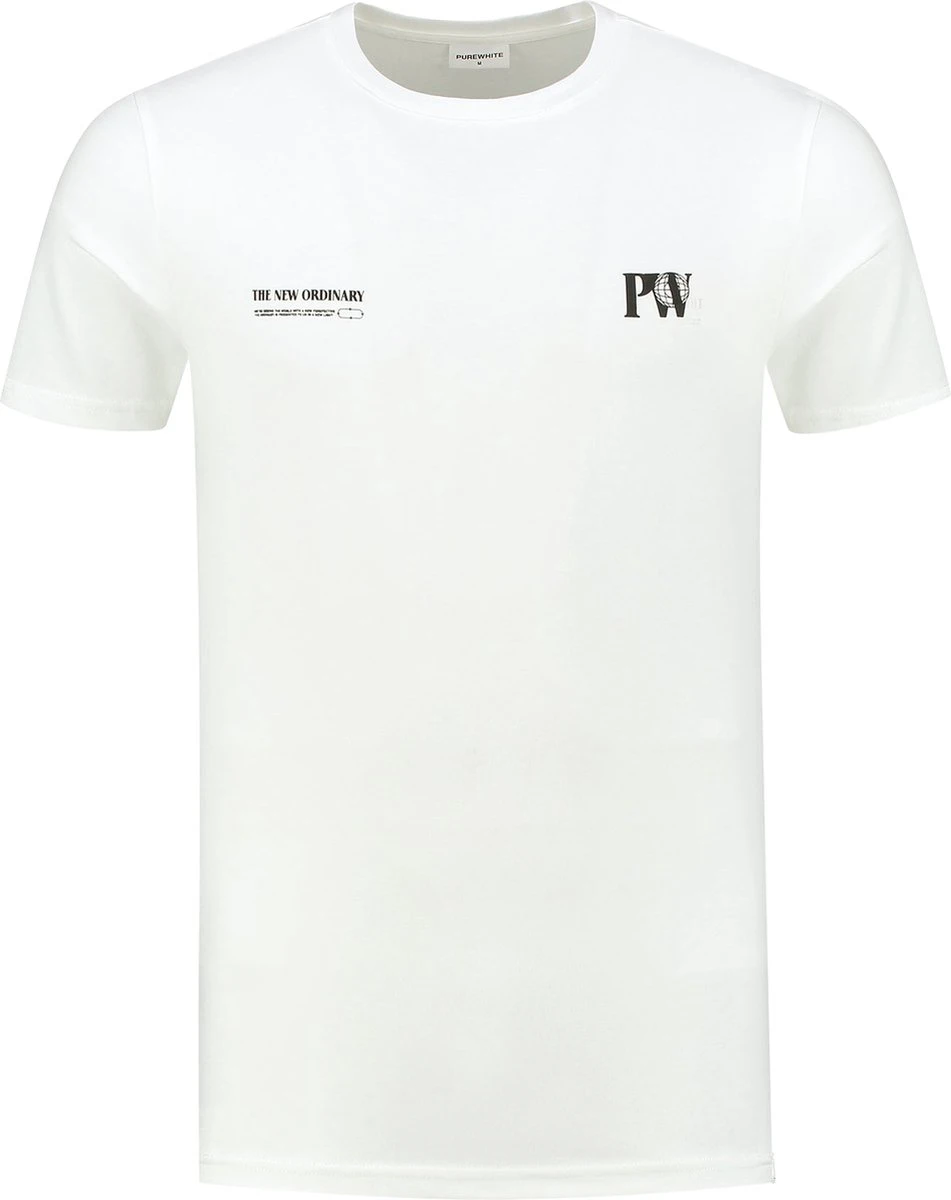 Purewhite - Heren Slim Fit T-shirt - Wit - Maat L 3 Purewhite - Heren Slim Fit T-shirt - Wit - Maat L