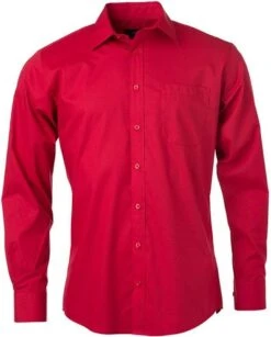 James And Nicholson Heren Longsleeve Poplin Shirt (Rood)